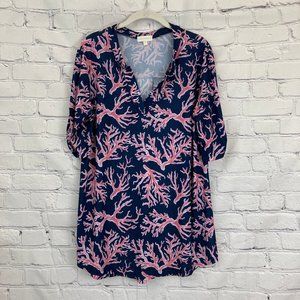 Simply Southern Navy Coral print top